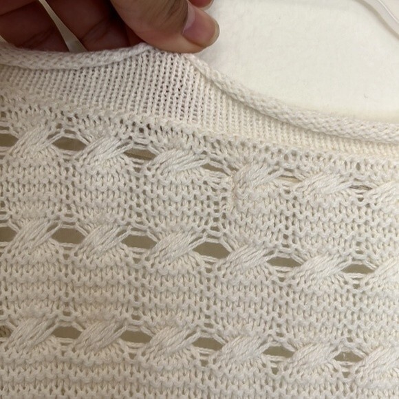 Roxy Womans White Sweater Boho Boxy Beachy Medium - Picture 10 of 11